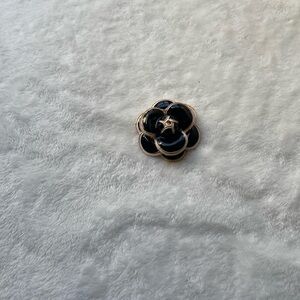 Black Camilla Brooch Pin with Gold Trim